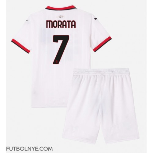 Camiseta AC Milan Alvaro Morata #7 Visitante Equipación para niños 2024-25 manga corta (+ pantalones cortos)